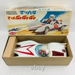 Aoshin Mach GoGoGo 28cm Tin Friction Car with Box 1970s Japan Vintage