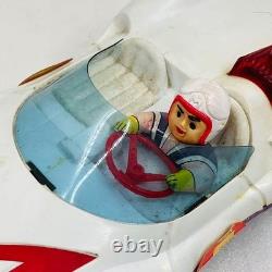 Aoshin Mach GoGoGo 28cm Tin Friction Car with Box 1970s Japan Vintage