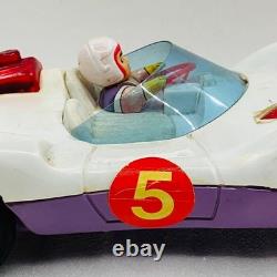 Aoshin Mach GoGoGo 28cm Tin Friction Car with Box 1970s Japan Vintage