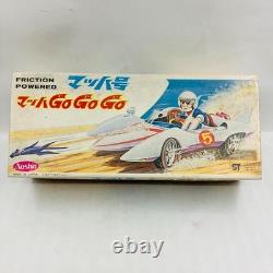Aoshin Mach GoGoGo 28cm Tin Friction Car with Box 1970s Japan Vintage