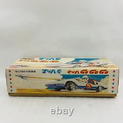 Aoshin Mach GoGoGo 28cm Tin Friction Car with Box 1970s Japan Vintage