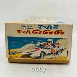 Aoshin Mach GoGoGo 28cm Tin Friction Car with Box 1970s Japan Vintage