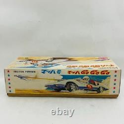 Aoshin Mach GoGoGo 28cm Tin Friction Car with Box 1970s Japan Vintage