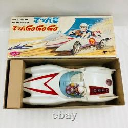Aoshin Mach GoGoGo 28cm Tin Friction Car with Box 1970s Japan Vintage