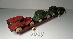 Arcade Iron Car Carrier Auto Hauler Transporter Truck Trailer with Austin Cars 14