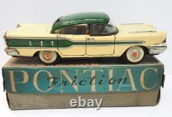 Asahi Toys Pontiac White/Green Tinplate FriXion Miniature Car With Box