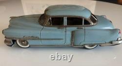 Authentic Marusan KOSUGE Cadillac Gray-Blue Tin Friction Toy Car 1950s Japan