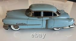 Authentic Marusan KOSUGE Cadillac Gray-Blue Tin Friction Toy Car 1950s Japan