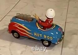 Auto Latta Japan Hot Rod Masudaya Battery Op. Vintage Toy Tin Toy Car Hotrod