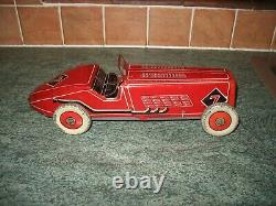 BIG 30's ENGLAND METTOY BOAT TAIL RACING CAR TINPLATE WIND UP TIN TOY no tippco