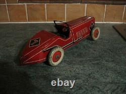 BIG 30's ENGLAND METTOY BOAT TAIL RACING CAR TINPLATE WIND UP TIN TOY no tippco