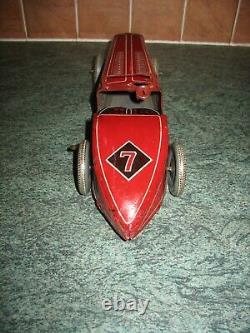 BIG 30's ENGLAND METTOY BOAT TAIL RACING CAR TINPLATE WIND UP TIN TOY no tippco