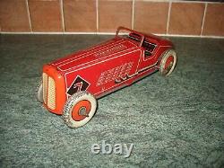 BIG 30's ENGLAND METTOY BOAT TAIL RACING CAR TINPLATE WIND UP TIN TOY no tippco