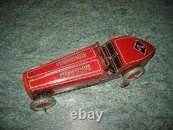 BIG 30's ENGLAND METTOY BOAT TAIL RACING CAR TINPLATE WIND UP TIN TOY no tippco