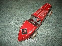 BIG 30's ENGLAND METTOY BOAT TAIL RACING CAR TINPLATE WIND UP TIN TOY no tippco