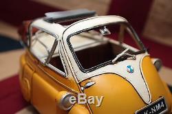 BMW ISETTA + TRAILER tin plate car handmade metal blechmodell voiture en tole