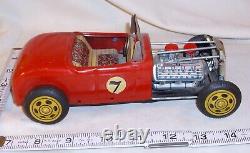 Bandai #7 Ford Hot Rod Coupe Car Tin Friction Toy Japan