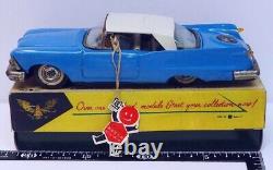 Bandai Red Box #747 Chrysler Imperial Sedan, Light Blue Tin Toy Car? Box Copy? 005