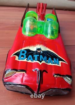 Batmobile Batman Car TV drama Design Red Tinplate Toys Vintage Used Working Batmobile Batman Car TV drama Design Red Tinplate Toys Vintage Used Working