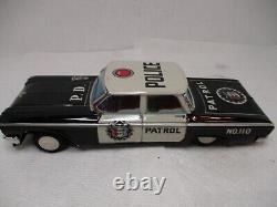 CHEVY POLICE PATROL CAR Tin-Mint in Box-Friction- Works-Made N Japan 9 LONG