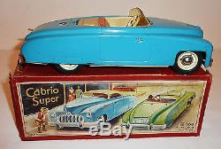 CKO KELLERMANN Germany Tin Wind-up 1950s CABRIO SUPER FLIP TOP CAR with BOX 9