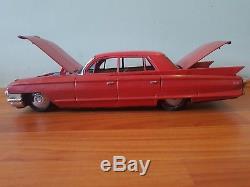 Cadillac 1961 vintage tin toy car Bandai. Japan. Friction. 17.5 inch