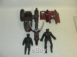 Cast Iron Indian Hubley Toy Motorcycle Side Car Policemen With Front Armor Rare