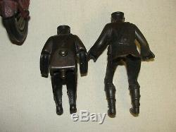 Cast Iron Indian Hubley Toy Motorcycle Side Car Policemen With Front Armor Rare