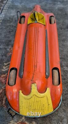 Chime Toy Products Tin Litho Windup Streamline Racer Red Race Car