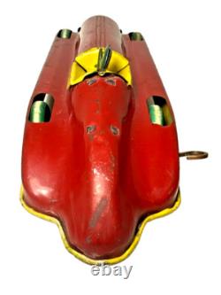 Chime Toy Products Tin Litho Windup Streamline Racer Red Race Car Canadian 12