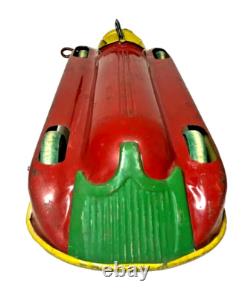 Chime Toy Products Tin Litho Windup Streamline Racer Red Race Car Canadian 12