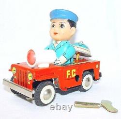 China MS-884 WILLYS JEEP FIRE CHIEF Tin Toy Wind-Up Car 13cm MIB`76 TOP RARE