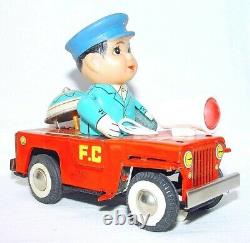 China MS-884 WILLYS JEEP FIRE CHIEF Tin Toy Wind-Up Car 13cm MIB`76 TOP RARE