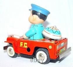 China MS-884 WILLYS JEEP FIRE CHIEF Tin Toy Wind-Up Car 13cm MIB`76 TOP RARE