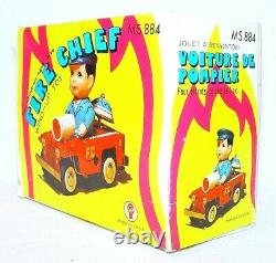 China MS-884 WILLYS JEEP FIRE CHIEF Tin Toy Wind-Up Car 13cm MIB`76 TOP RARE