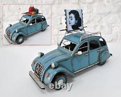 Citroen 2CV A (1950) Blue (Diecast Car) With Musical Instrument for Musician Art