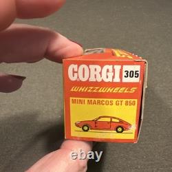 Corgi Toys #305 Mini Marcos In White Whizzwheels Complete With Its Box Vintage