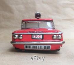 Corvair Fire Dept Chie Car Friction Powered Tin Japan #3