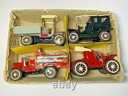Cragstan Friction Drive Antique Vehicles 4 Car Gift Box Limo Tour Fire Pick-Up