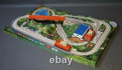 DDR German Hi-Way HWN-Wimmer Motorway Excursion Wind Up Car Tin Toy Track withBox