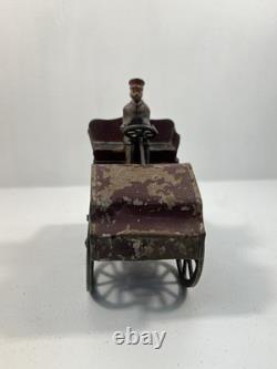DP Clark Antique Tin Toy Hillclimber Car c. 1903 With Cast Iron Driver Original