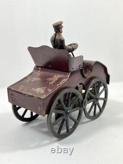 DP Clark Antique Tin Toy Hillclimber Car c. 1903 With Cast Iron Driver Original DP Clark Antique Tin Toy Hillclimber Car c. 1903 With Cast Iron Driver Original
