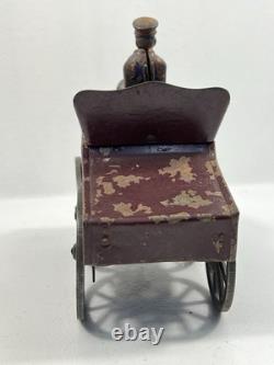 DP Clark Antique Tin Toy Hillclimber Car c. 1903 With Cast Iron Driver Original