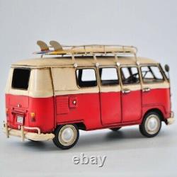 Detailed Handcrafted Red Color Decorative Mini Bus with Surfboard Hot Cast DEAL