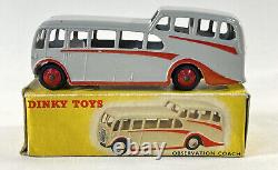 Dinky Toys Observation Coach Bus #280 Gray Red Hubs Excellent Vintage