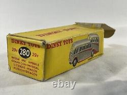 Dinky Toys Observation Coach Bus #280 Gray Red Hubs Excellent Vintage