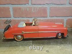 Distler Convertible Red Tin Wind Up Clockwork Toy Car Germany