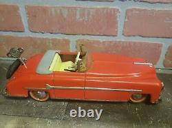 Distler Convertible Red Tin Wind Up Clockwork Toy Car Germany