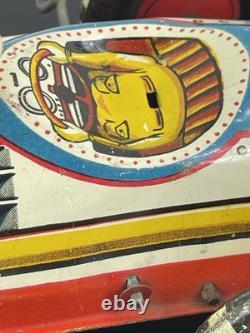 Early Antique Marx Toys Clockwork Wind Up Tin Racing Car With Rider, 16 long