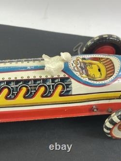 Early Antique Marx Toys Clockwork Wind Up Tin Racing Car With Rider, 16 long